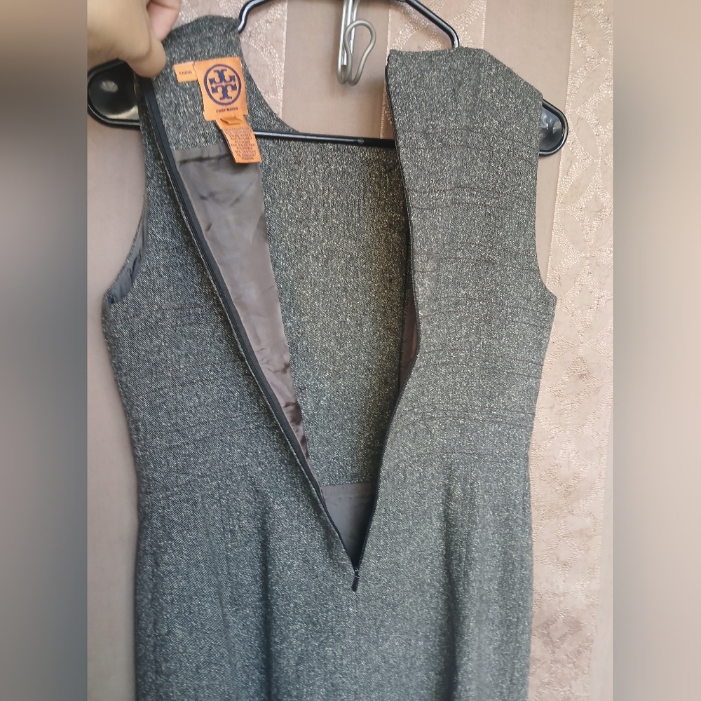 💎 Tory Burch Women's Dress Tweed Cadet Elegant Gray Sleeveless Dress #0214 - Picture 2 of 10